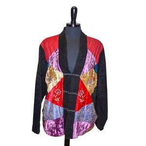 Vintage White Stag Patchwork Jacket Velvet Embroidered Boho Hippie Witchy NWT L